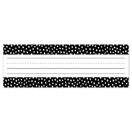 Messy Dots on Black Name Plates, 9-1/2" x 3-1/4", Pack of 36