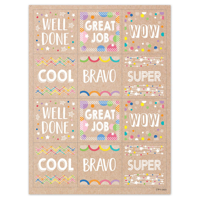 Krafty Pop Colorful Kraft Reward Stickers