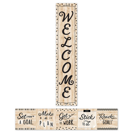 Black White & Wood Welcome Banner