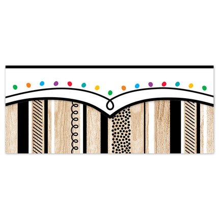 Stripes And Doodles On Wood Border