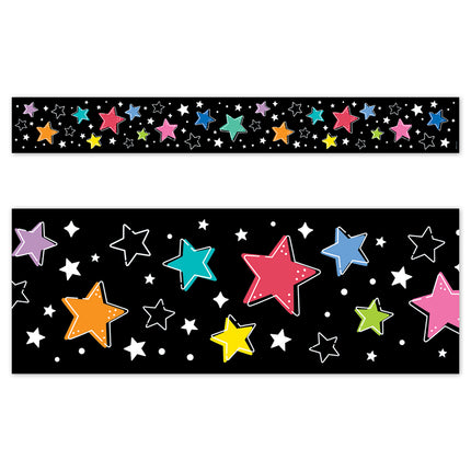 Colorful Stars On Black Ez Border Star Bright