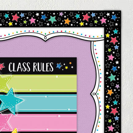 Colorful Stars On Black Ez Border Star Bright