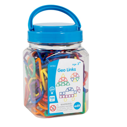 Geo Links - Mini Jar - Set of 144 - Linking Shapes - 6 Colors