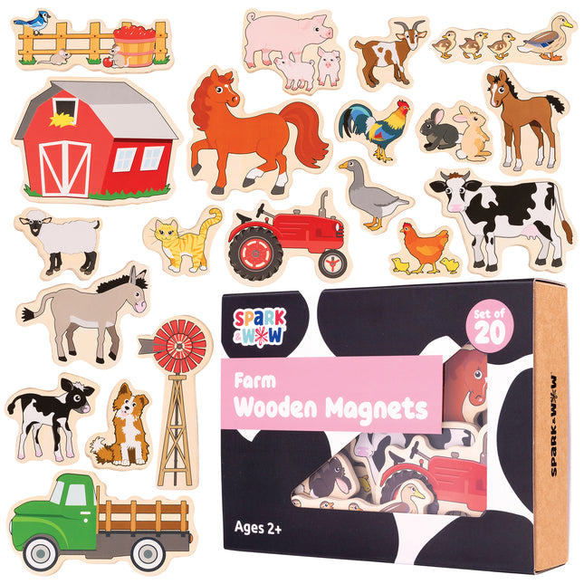 Wooden Magnets Farm 20/st