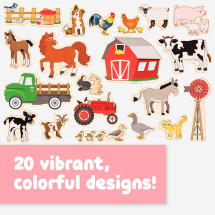 Wooden Magnets Farm 20/st