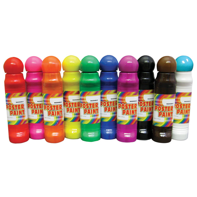 Poster Paint, Assorted Colors, Pack of 10