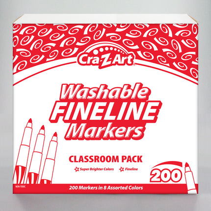 Washable Markers Classroom Pack, Fine Point, 8 Color, Pack of 200