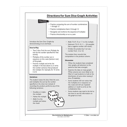 Dice Activities for Multiplication Book & CD