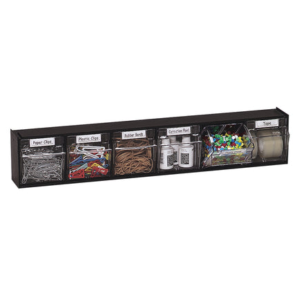 Tilt Bin® Interlocking Storage Bins, 6-Bin Unit, Black