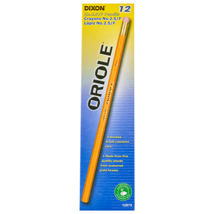 Pencils, No. 2.5 Medium Yellow, Unsharpened, Box of 12