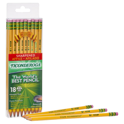 Pencils, #2 Soft, Yellow, Presharpened, Pack of 18