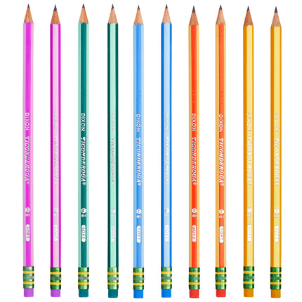 Pencils, #2 Soft, Neon Stripes, Presharpened, Pack of 10