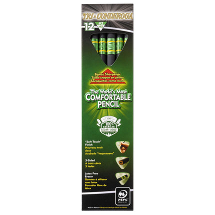 Tri-Conderoga™ 3-Sided Pencils with Sharpener, Pack of 12