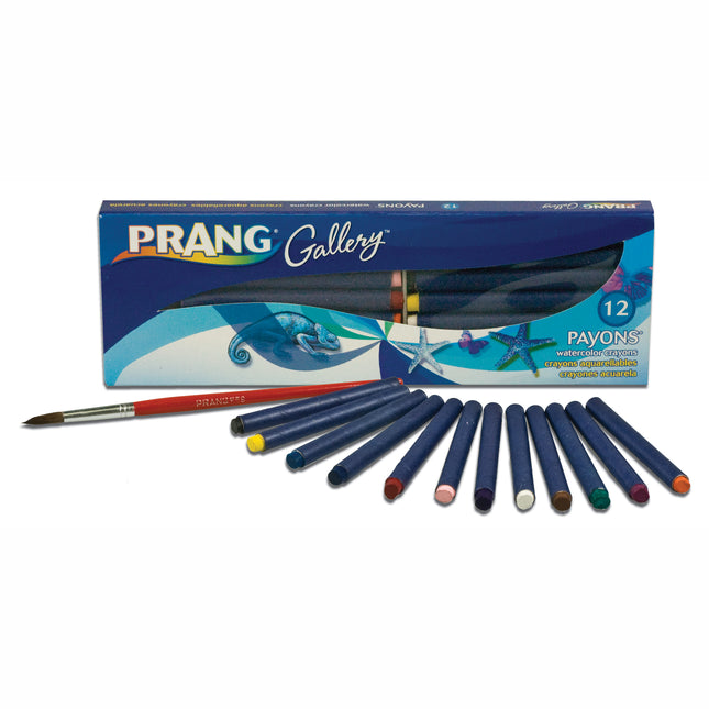 Payons® Watercolor Crayons, With Brush, Assorted Colors, Set of 12
