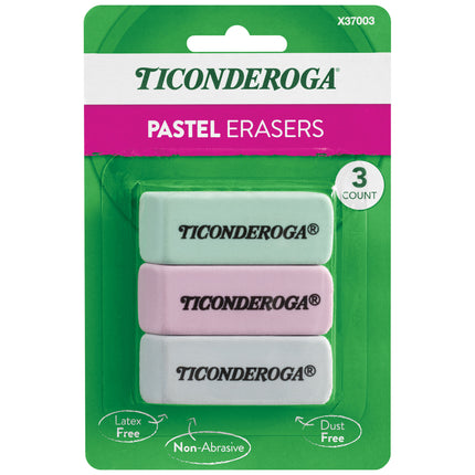 3ct Pastel Wedge Eraser Ticonderoga