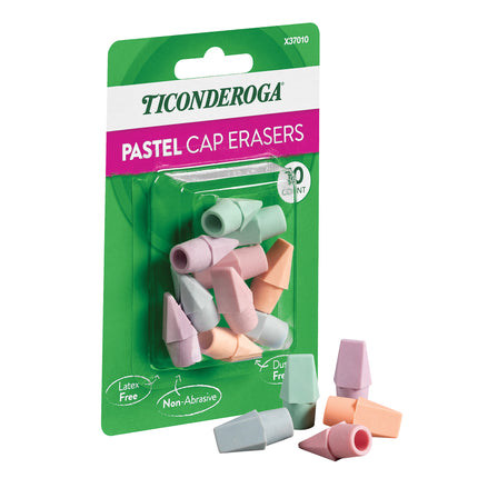 10ct Pastel Cap Eraser Ticonderoga