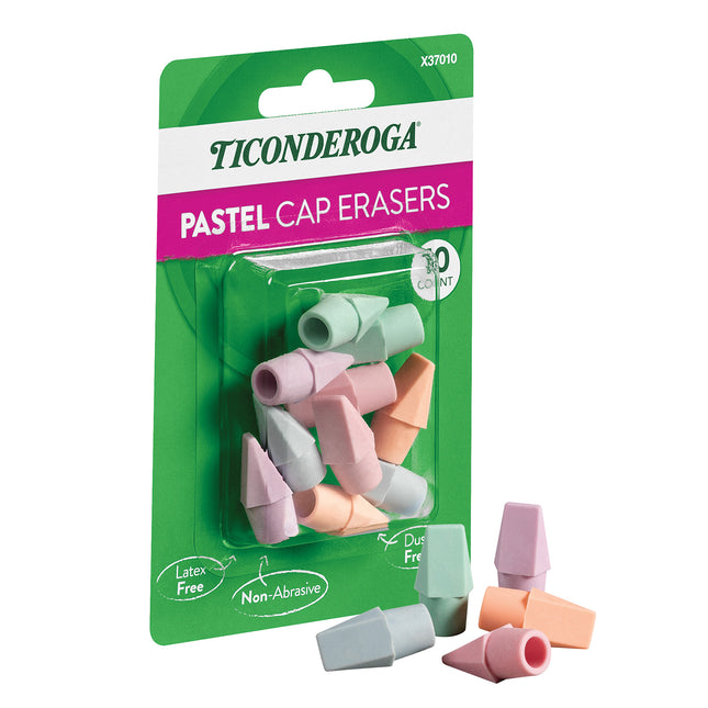 10ct Pastel Cap Eraser Ticonderoga
