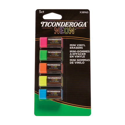 Mini Vinyl Erasers, Neon Assorted, 5 Count