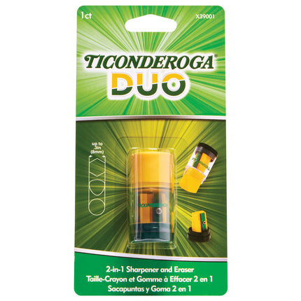 DUO Sharpener/Eraser, Green and Yellow, 1 Count
