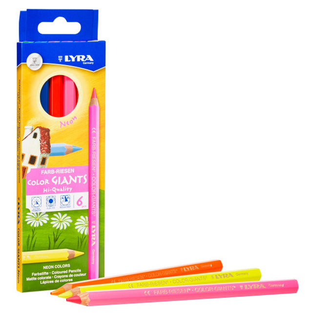 Color Giant Colored Pencils, Neon, Lacquered, 6 Colors
