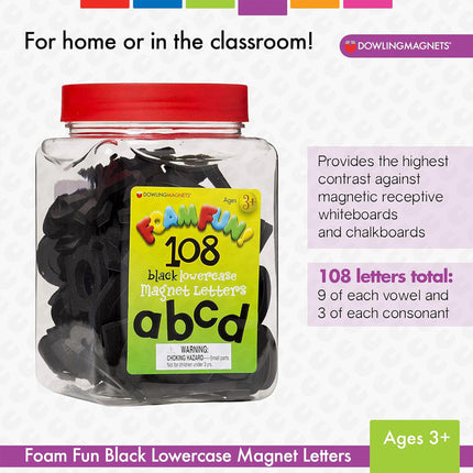 Foam Fun!™ Lowercase Black Magnetic Letters, 108 Pieces