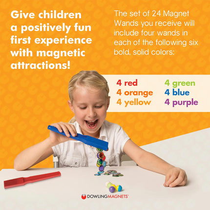 Magnet Wand, Assorted Primary Colors, Pack of 24