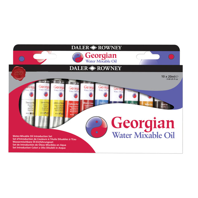 Georgian Water-Mixable Oil Paint Introduction Set, Assorted Colors, 10 Pieces