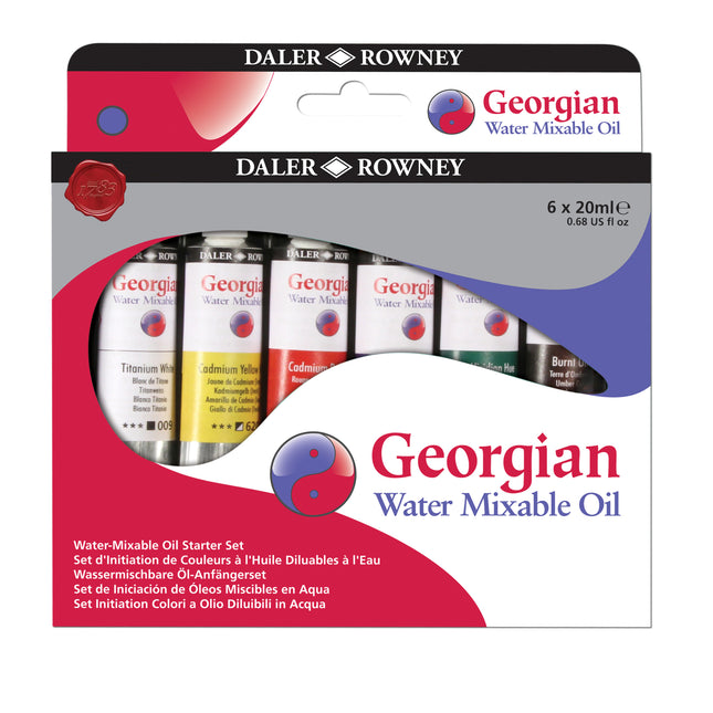 Georgian Water-Mixable Oil Paint Starter Set, Assorted Colors, 6 Pieces