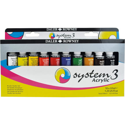 System3 Acrylic Paint Studio Set, Assorted Colors, 10 Pieces