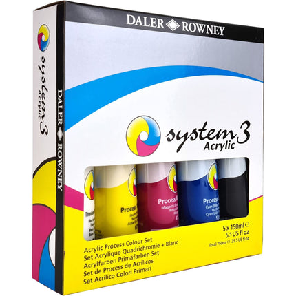 System3 Acrylic Paint Jumbo Process Set, Assorted Colors, 5 Pieces