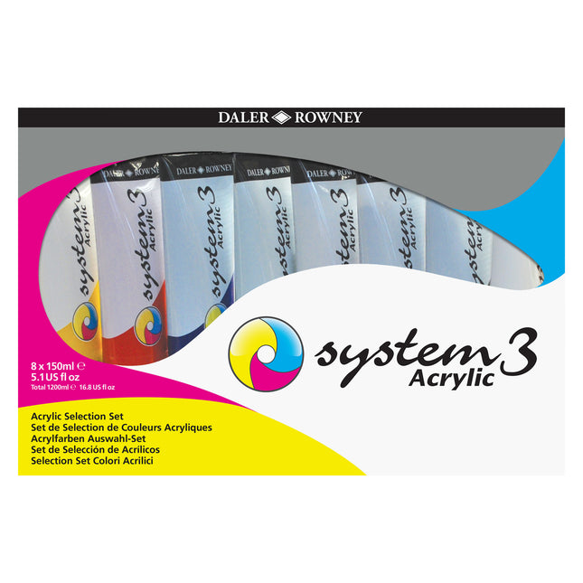 System3 Acrylic Paint Jumbo Selection Set, Assorted Colors, 8 Pieces