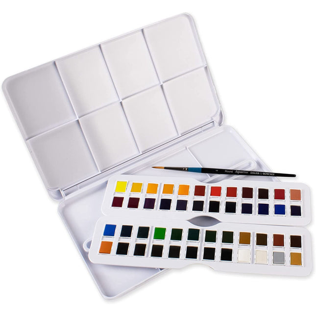 Aquafine Watercolor Paint Half Pan Studio Set, Assorted Colors