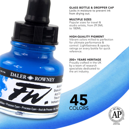 Fw Acrylic Ink Fluor Pink 29.5ml Daler-rowney