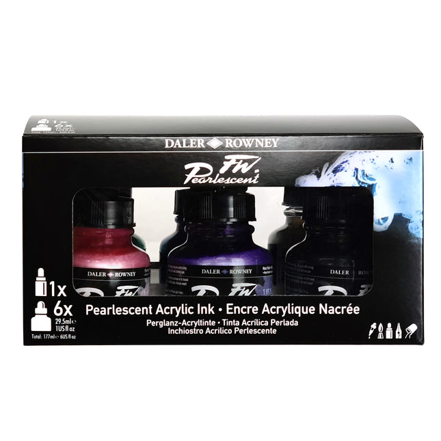 FW Acrylic Ink Pearlescent Set with Empty Marker, Assorted Colors