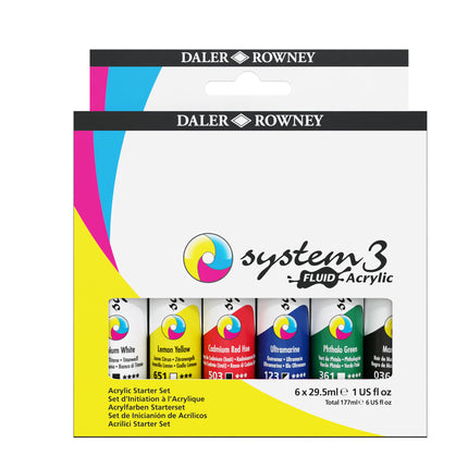System3 Fluid Acrylic Paint Set, Assorted Colors