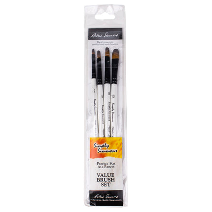Simply Simmons Filbert Brush 4ct Short White