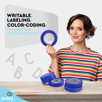 Masking Tape, 1" x 60 Yards, Blue, Pack of 6