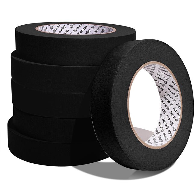 Masking Tape, 1" x 60 Yards, Black, Pack of 6