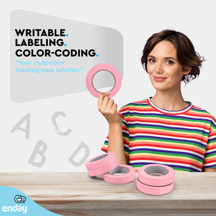 Masking Tape, 1" x 60 Yards, Pink, Pack of 6