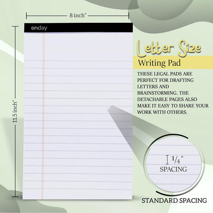 Legal Pad, 8-1/2" x 11", 50 Sheets, White, Pack of 12