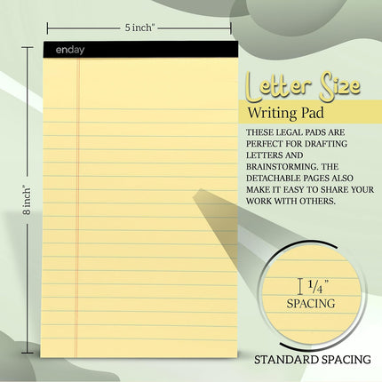 Legal Pad, 8-1/2" x 11", 50 Sheets, Canary, Pack of 12