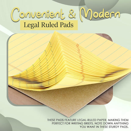 Legal Pad, 8-1/2" x 11", 50 Sheets, Canary, Pack of 12