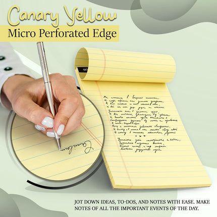 Legal Pad, 8-1/2" x 11", 50 Sheets, Canary, Pack of 12