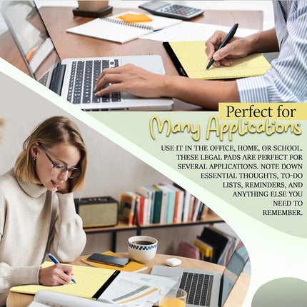 Legal Pad, 8-1/2" x 11", 50 Sheets, Canary, Pack of 12