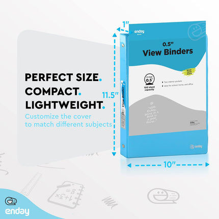 3-Ring View Binder, O-Ring, Assorted Colors, 1/2 Inch, Pack of 4