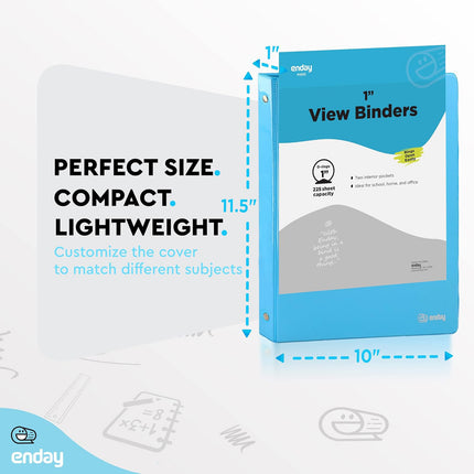 3-Ring View Binder, O-Ring, Assorted Colors, 1 Inch, Pack of 4
