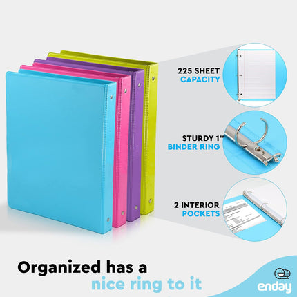 3-Ring View Binder, O-Ring, Assorted Colors, 1-1/2 Inch, Pack of 4