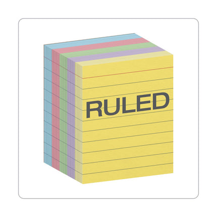 Mini Index Cards, 3" x 2.5", Ruled, Assorted Colors, 200 Per Pack