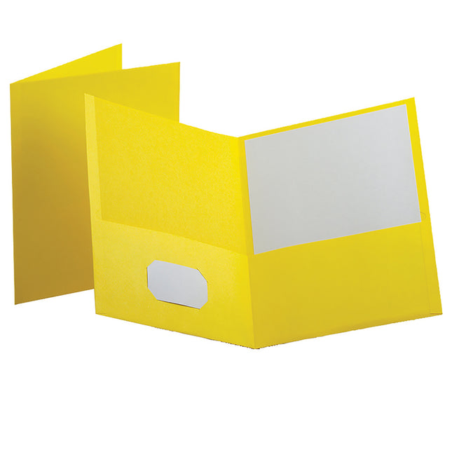 Twin Pocket Folders, Yellow, 25 Per Box