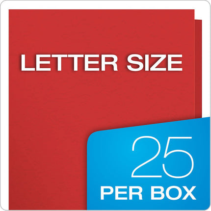 Twin Pocket Folders with Fasteners, Red, Box of 25